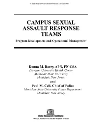 CAMPUS SEXUAL ASSAULT RESPONSE TEAMS Program Development and Operational Management