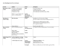 Core Reading List for M.A. in German Period Author Genre Examples