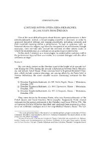 Costumes Within Opera Seria Hierarchies: a Case Study from Dresden
