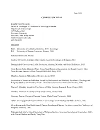 June 2021 CURRICULUM VITAE ROBERT WUTHNOW Gerard R. Andlinger