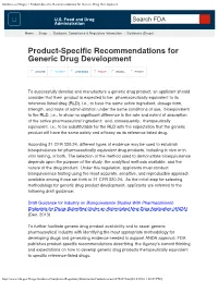Product-Specific Recommendations for Generic Drug Development