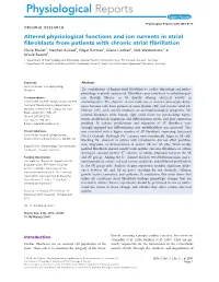 Altered Physiological Functions and Ion Currents in Atrial Fibroblasts From