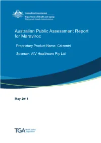 Australian Public Assessment Report for Maraviroc