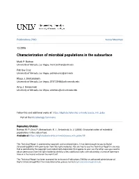 Characterization of Microbial Populations in the Subsurface