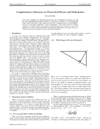 Complementary Inferences on Theoretical Physics and Mathematics