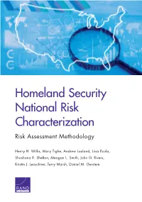 Homeland Security National Risk Characterization Risk Assessment Methodology