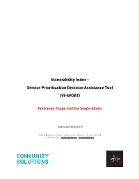 Service Prioritization Decision Assistance Tool (VI-SPDAT)