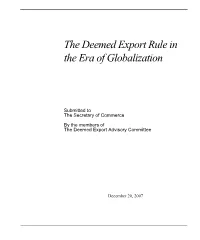 The Deemed Export Rule in the Era of Globalization
