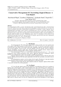 Conservative Management of Necrotizing Gingival Disease- a Case Report