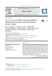 Data on the Oral Crth2 Antagonist QAW039 (Fevipiprant) in Patients with Uncontrolled Allergic Asthma