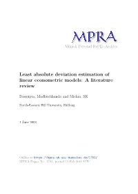 Least Absolute Deviation Estimation of Linear Econometric Models: a Literature Review