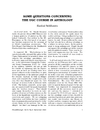 Some Questions Concerning the Ugc Course in Astrology