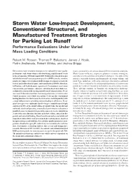 Storm Water Low-Impact Development, Conventional Structural, And