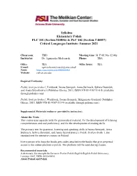 Syllabus Elementary Polish PLC 101 (Section #40856) & PLC 102 (Section # 40857) Critical Languages Institute: Summer 2021