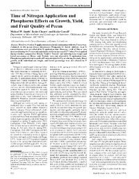 Time of Nitrogen Application and Phosphorous Effects on Growth
