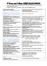 6Th Form and College Open Days 2020.21 PDF File