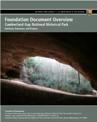 Cumberland Gap National Historical Park Foundation Document Overview