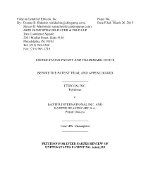Filed on Behalf of Ethicon, Inc. Paper No