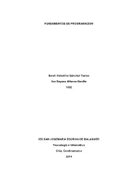 FUNDAMENTOS DE PROGRAMACION Sarah Valentina