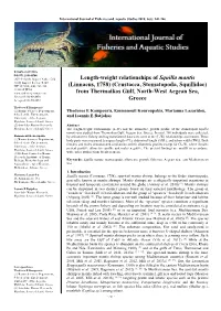 Length-Weight Relationships of Squilla Mantis (Linnaeus, 1758)