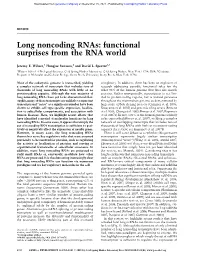 Long Noncoding Rnas: Functional Surprises from the RNA World
