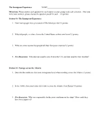 The Immigrant Experience Stations Assignment