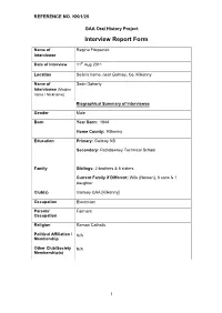 GAA Oral History Project Interview Report Form