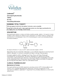 Lotensin® (Benazepril Hydrochloride) Tablets Rx Only Prescribing Information