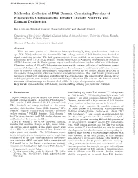 Molecular Evolution of PAS Domain-Containing Proteins of Filamentous Cyanobacteria Through Domain Shuﬄing and Domain Duplication