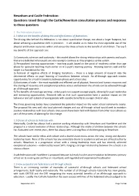 Questions Raised Through the Castle/Newnham Consultation Process and Responses to Those Questions