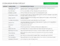 System Design Review Checklist