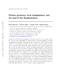 Positive Geometry, Local Triangulations, and the Dual of the Amplituhedron