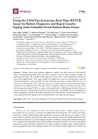 Using the LN34 Pan-Lyssavirus Real-Time RT-PCR Assay for Rabies Diagnosis and Rapid Genetic Typing from Formalin-Fixed Human Brain Tissue