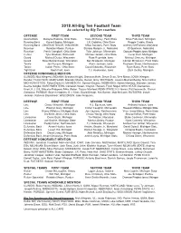 2018 All-Big Ten Football Team As Selected by Big Ten Coaches