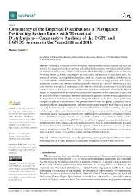 Consistency of the Empirical Distributions of Navigation Positioning System Errors with Theoretical Distributions—Comparative