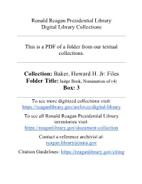 Howard Baker Files: Series I Subject File: Box 3: Folder 15 Judge
