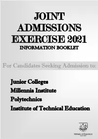 Joint Admissions Exercise 2021 Information Booklet