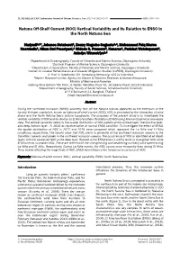 Vertical Variability and Its Relation to ENSO in the North Natuna Sea