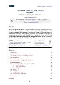 Neutrinoless Double Beta Decay Overview Abstract Contents