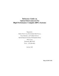 Reference Guide on Optical Interconnects for High Performance Compute (HPC) Systems