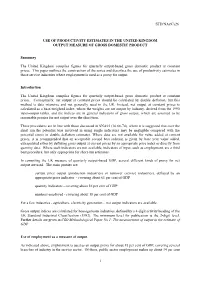 Std/Na(97)26 1 Use of Productivity Estimates In