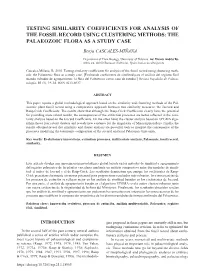 Testing Similarity Coefficients for Analysis of the Fossil Record Using Clustering Methods: the Palaeozoic Flora As a Study Case