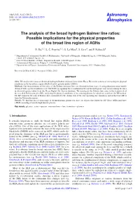 The Analysis of the Broad Hydrogen Balmer Line Ratios: Possible Implications for the Physical Properties of the Broad Line Region of Agns