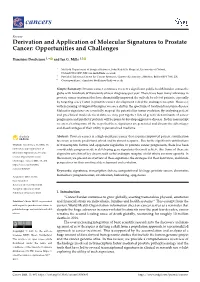 Derivation and Application of Molecular Signatures to Prostate Cancer: Opportunities and Challenges