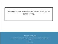 Interpretation of Pulmonary Function Tests (Pfts)