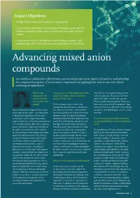 Advancing Mixed Anion Compounds