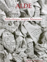 Bibliothèque Jacques Matarasso Bibliothèque Jacques Matarasso Bibliothèque Jacques