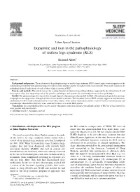 Dopamine and Iron in the Pathophysiology of Restless Legs Syndrome (RLS)