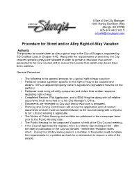Procedure for Street And/Or Alley Right-Of-Way Vacation