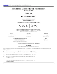 Securities and Exchange Commission Form 8-K Current Report Simon Property Group, Inc